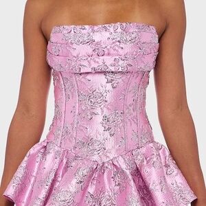 Pink Strapless Floral Dress
